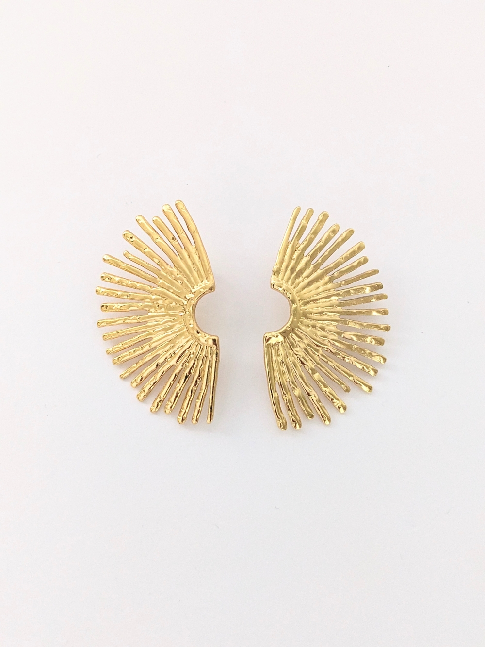 Gold Fan Arc Earrings